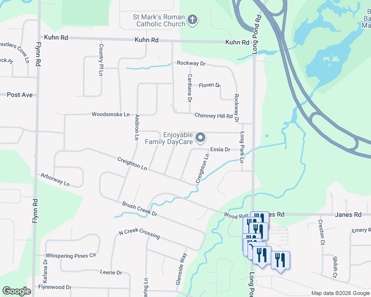 map of restaurants, bars, coffee shops, grocery stores, and more near 110 Essla Drive in Rochester