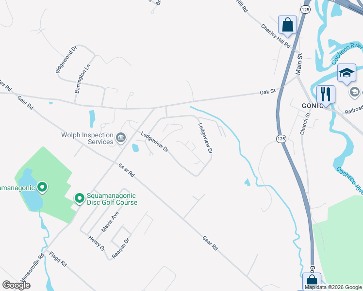 map of restaurants, bars, coffee shops, grocery stores, and more near 27 Ledgeview Drive in Rochester