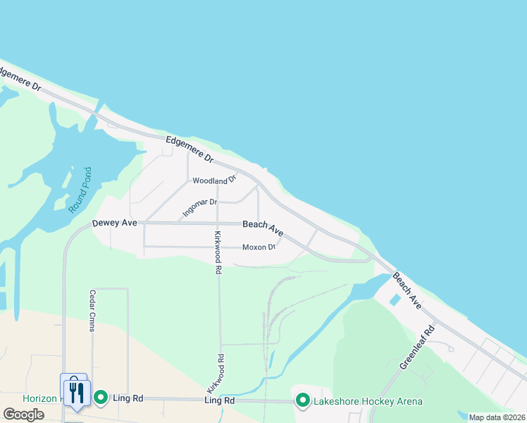 map of restaurants, bars, coffee shops, grocery stores, and more near 1262 Beach Avenue in Rochester