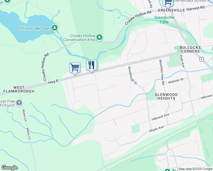 map of restaurants, bars, coffee shops, grocery stores, and more near 15 Hauser Place in Hamilton