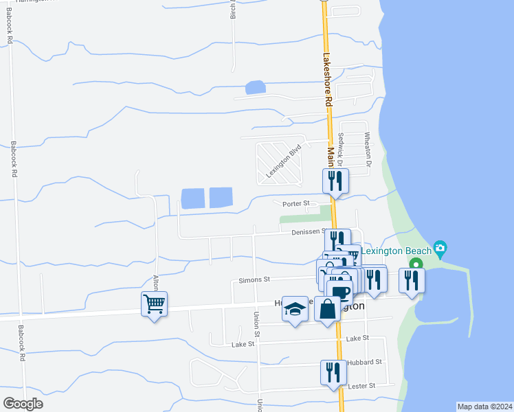 map of restaurants, bars, coffee shops, grocery stores, and more near 6971-7129 Denissen Street in Lexington