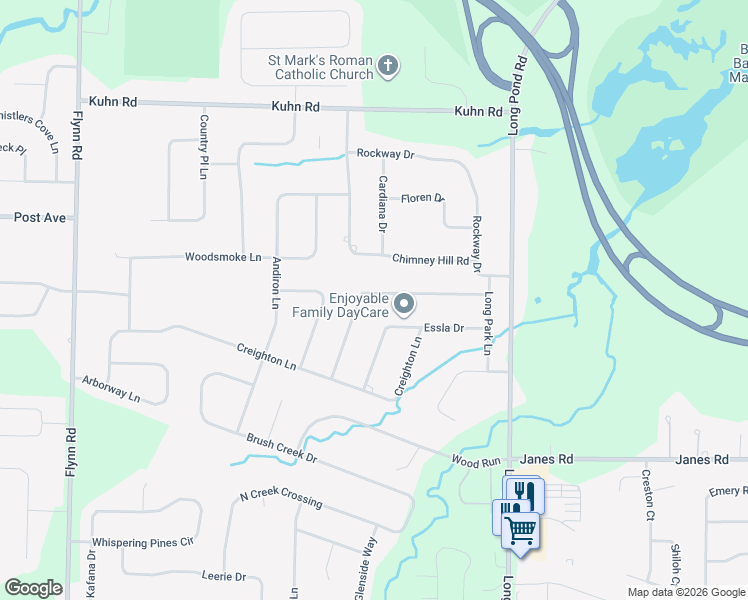 map of restaurants, bars, coffee shops, grocery stores, and more near 110 Essla Drive in Rochester