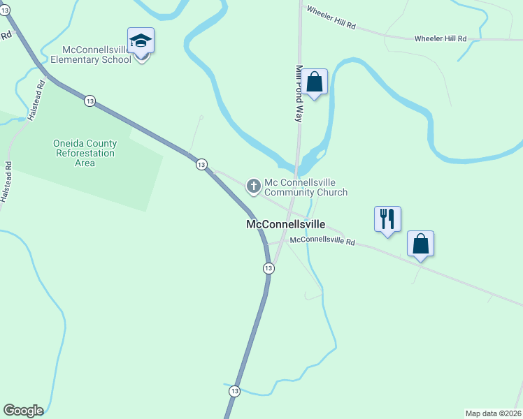map of restaurants, bars, coffee shops, grocery stores, and more near 2888 Main Street in Blossvale