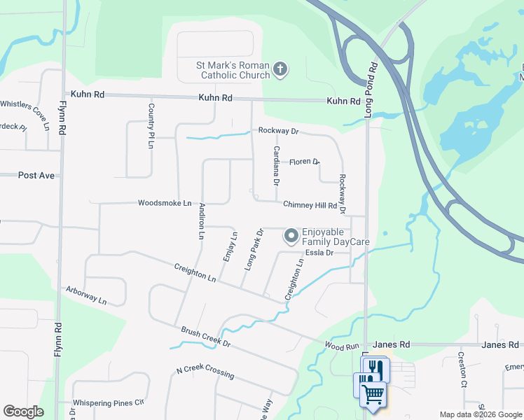 map of restaurants, bars, coffee shops, grocery stores, and more near 175 Chimney Hill Road in Rochester