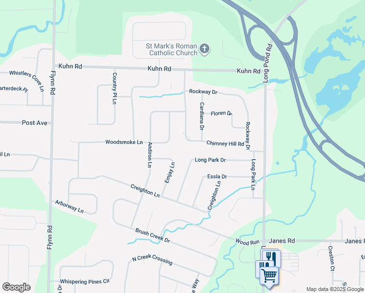map of restaurants, bars, coffee shops, grocery stores, and more near 175 Chimney Hill Road in Rochester