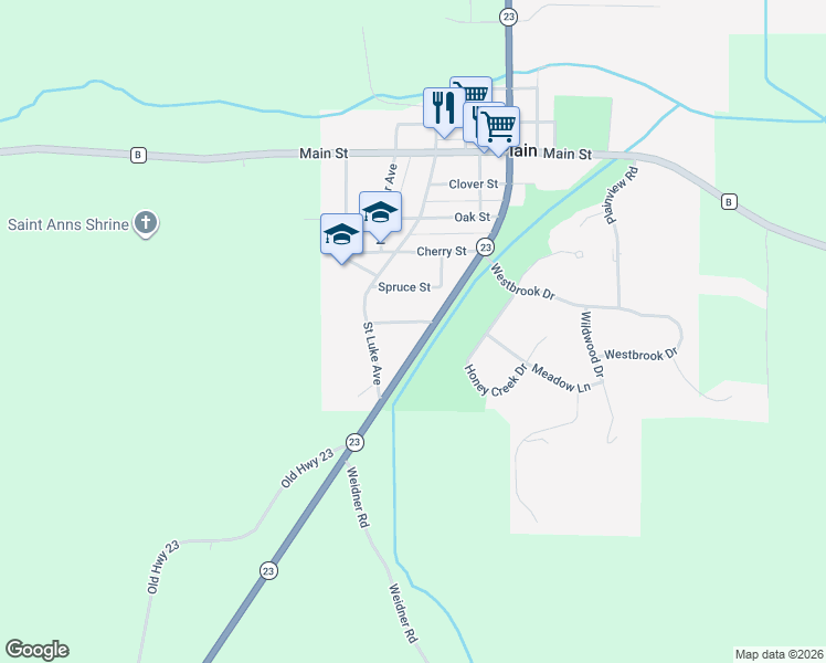 map of restaurants, bars, coffee shops, grocery stores, and more near 1145 Maple Street in Plain