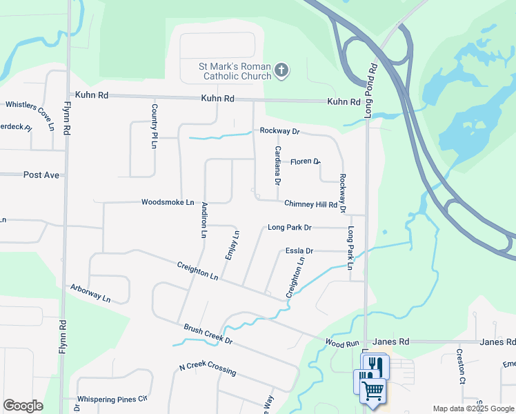 map of restaurants, bars, coffee shops, grocery stores, and more near 175 Chimney Hill Road in Rochester