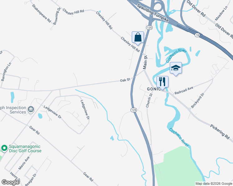 map of restaurants, bars, coffee shops, grocery stores, and more near 30 Oak Street in Rochester
