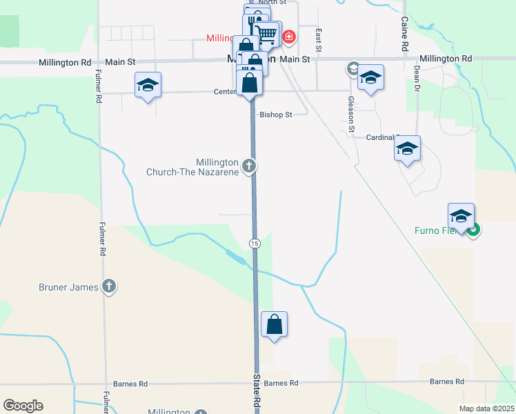 map of restaurants, bars, coffee shops, grocery stores, and more near 8721 State Road in Millington