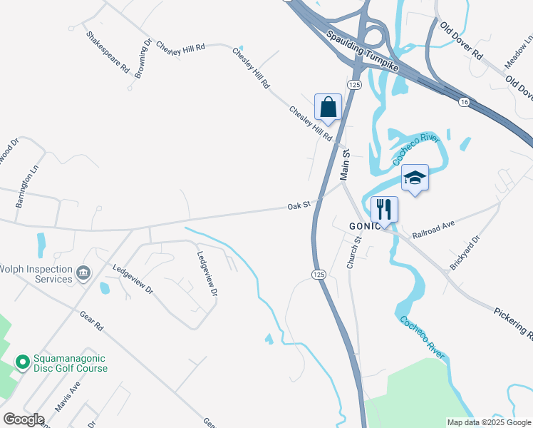 map of restaurants, bars, coffee shops, grocery stores, and more near 30 Oak Street in Rochester