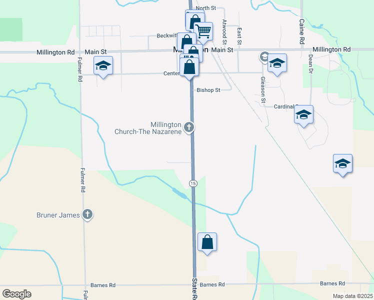 map of restaurants, bars, coffee shops, grocery stores, and more near 8728 State Road in Millington