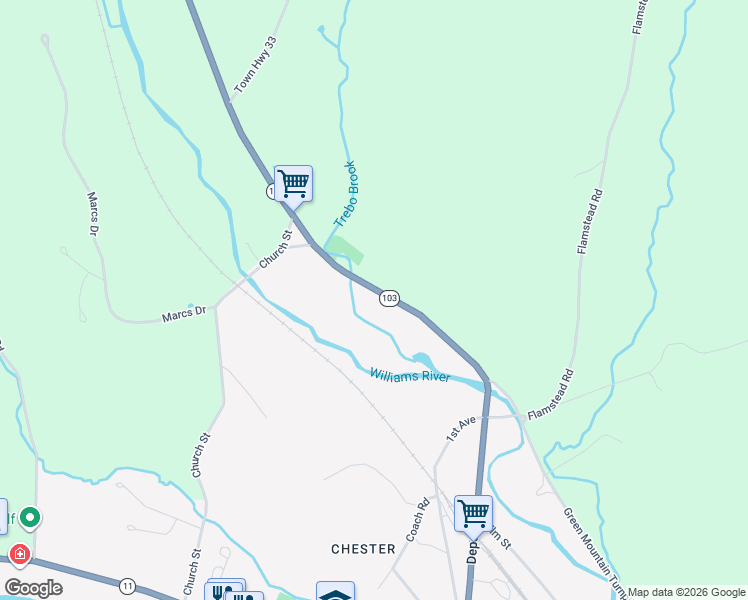 map of restaurants, bars, coffee shops, grocery stores, and more near 311 North Street in Chester