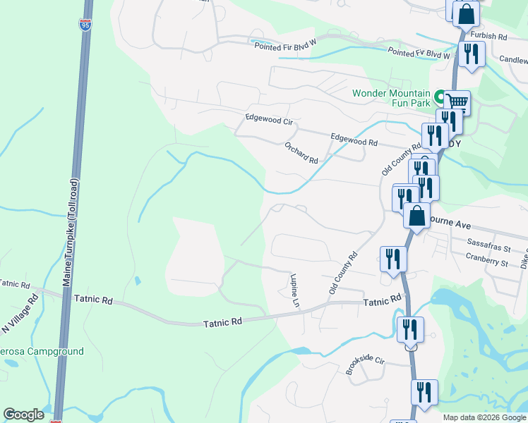 map of restaurants, bars, coffee shops, grocery stores, and more near 155 Spinnaker Ridge Drive in Wells