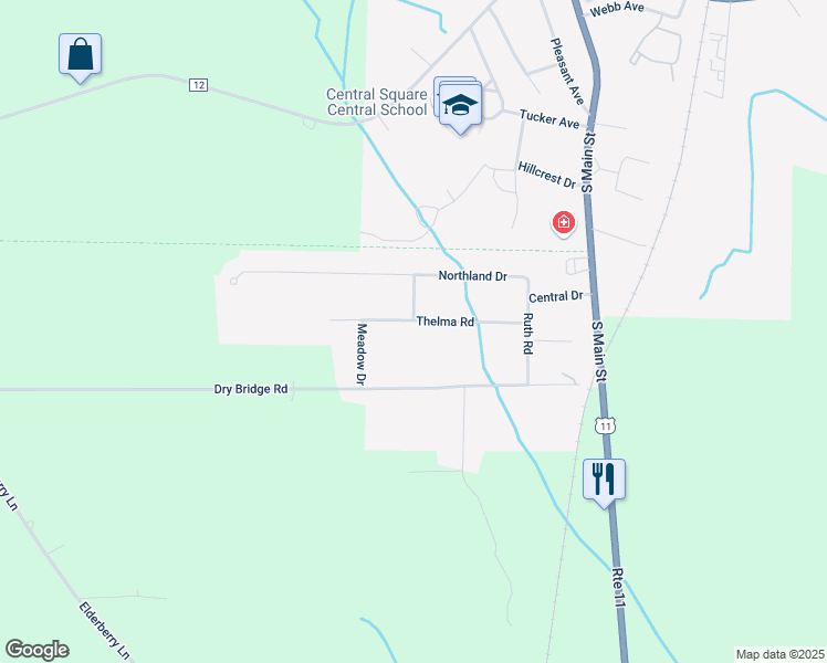 map of restaurants, bars, coffee shops, grocery stores, and more near 161 Thelma Road in Central Square