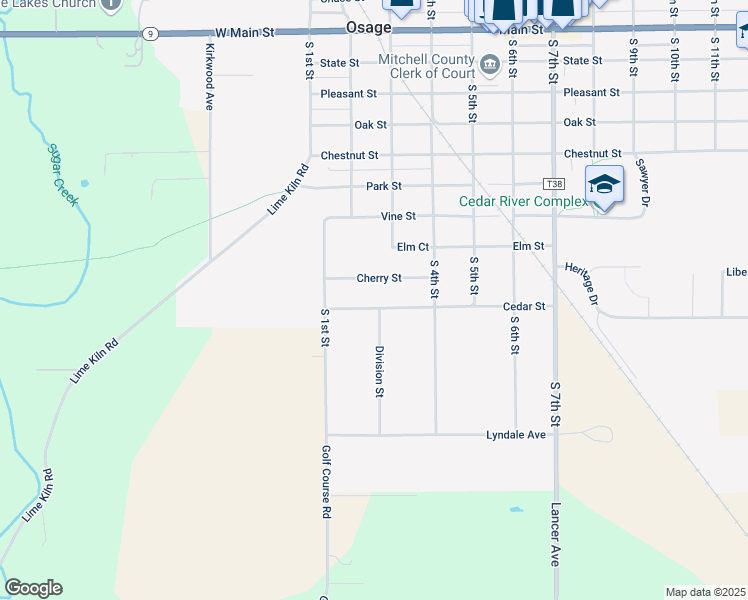 map of restaurants, bars, coffee shops, grocery stores, and more near 1000-1398 Division St in Osage