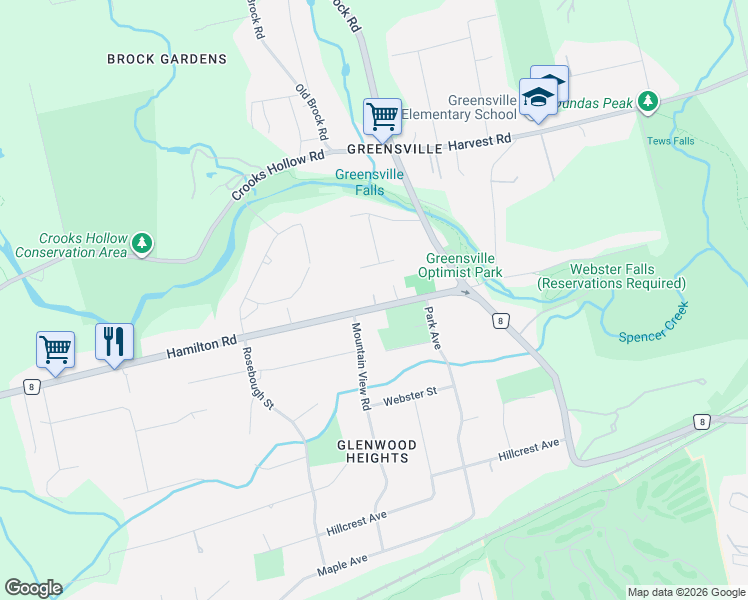 map of restaurants, bars, coffee shops, grocery stores, and more near in Hamilton