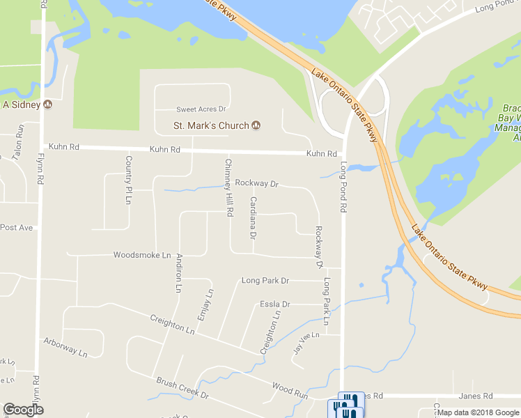 map of restaurants, bars, coffee shops, grocery stores, and more near 78 Cardiana Drive in Rochester