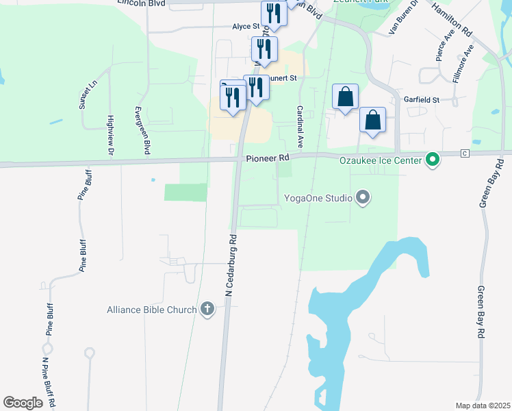 map of restaurants, bars, coffee shops, grocery stores, and more near Concord Street in Cedarburg