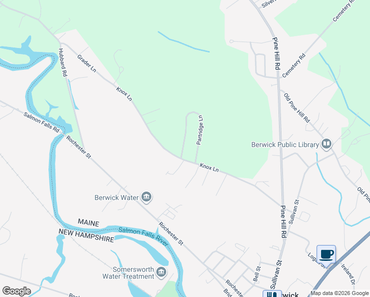 map of restaurants, bars, coffee shops, grocery stores, and more near 53 Partridge Lane in Berwick