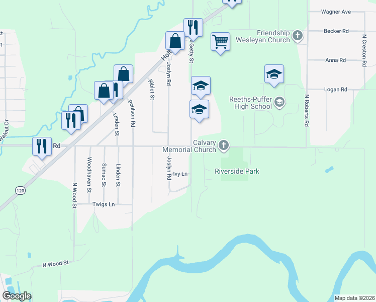 map of restaurants, bars, coffee shops, grocery stores, and more near 782 Giles Road in Muskegon
