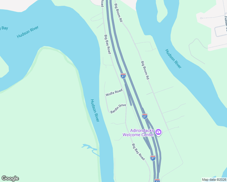 map of restaurants, bars, coffee shops, grocery stores, and more near 5 Wolfe Road in Queensbury