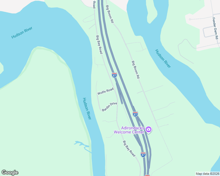 map of restaurants, bars, coffee shops, grocery stores, and more near 5 Wolfe Road in Queensbury