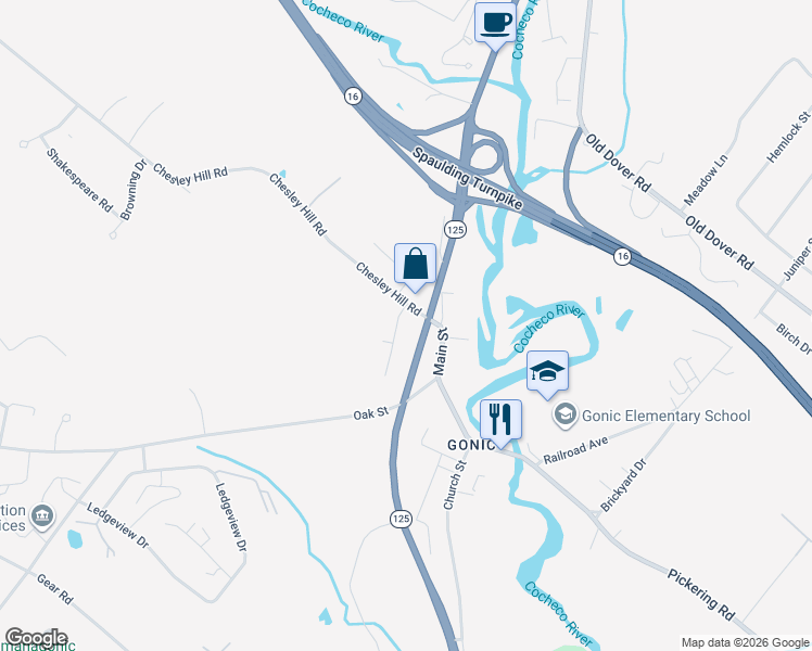 map of restaurants, bars, coffee shops, grocery stores, and more near 8 Patriots Way in Rochester