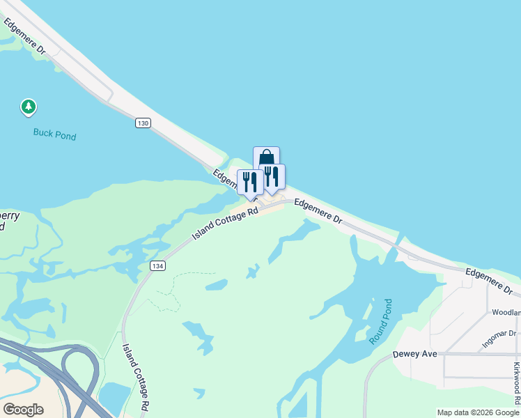 map of restaurants, bars, coffee shops, grocery stores, and more near 1109 Island Cottage Road in Rochester