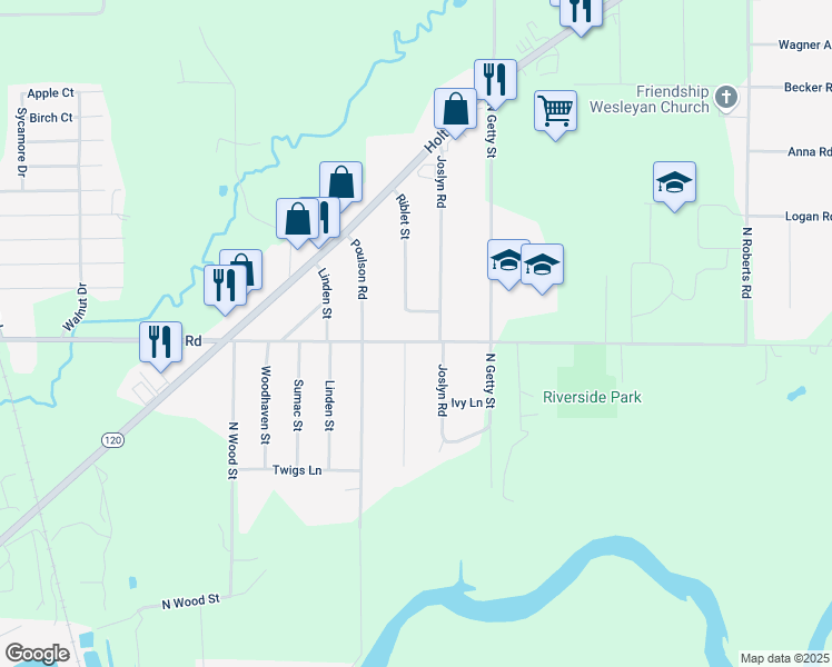 map of restaurants, bars, coffee shops, grocery stores, and more near 686 Giles Road in Muskegon