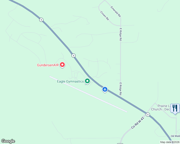 map of restaurants, bars, coffee shops, grocery stores, and more near 2361 Allan Drive Road in Decorah