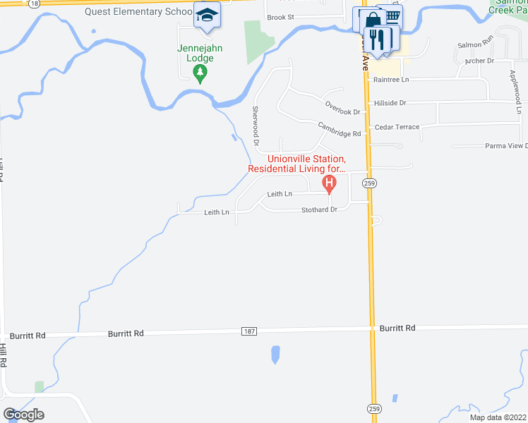 map of restaurants, bars, coffee shops, grocery stores, and more near 80 Stothard Street in Hilton