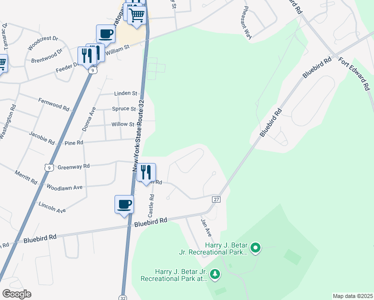 map of restaurants, bars, coffee shops, grocery stores, and more near 19 Terry Drive in South Glens Falls