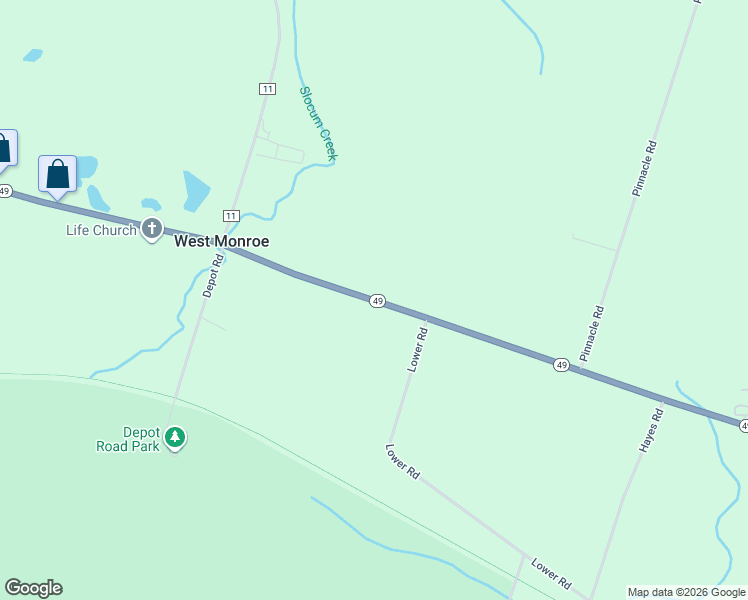 map of restaurants, bars, coffee shops, grocery stores, and more near 2250 New York 49 in West Monroe