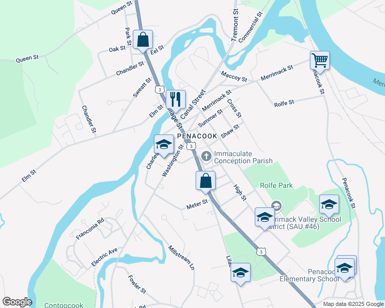 map of restaurants, bars, coffee shops, grocery stores, and more near in Concord