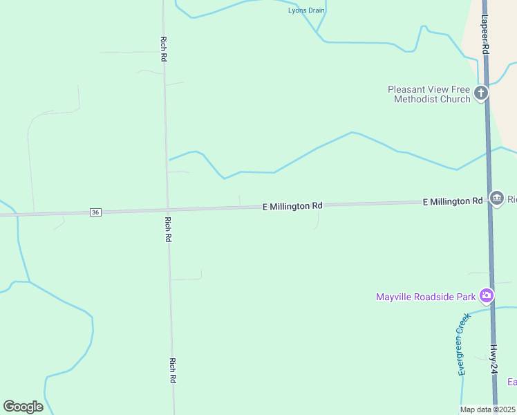 map of restaurants, bars, coffee shops, grocery stores, and more near 607 East Millington Road in Mayville