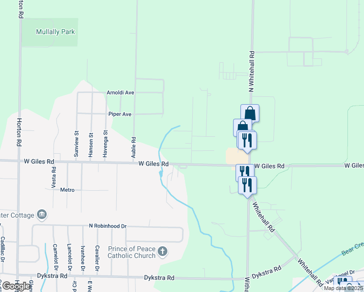 map of restaurants, bars, coffee shops, grocery stores, and more near 1010 Lawn Court in Muskegon