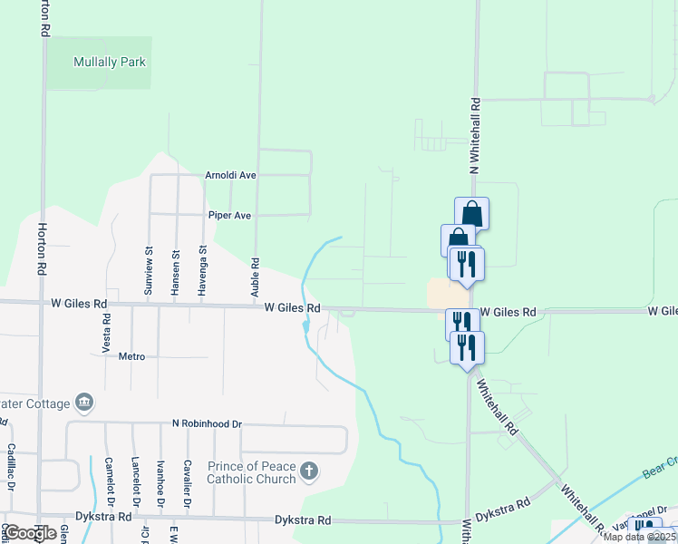 map of restaurants, bars, coffee shops, grocery stores, and more near 1010 Lawn Court in Muskegon