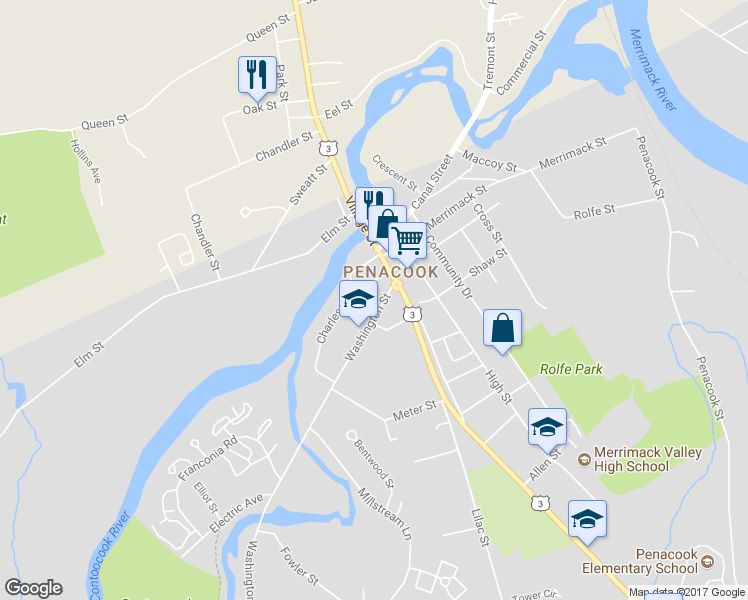 map of restaurants, bars, coffee shops, grocery stores, and more near 12-14 Washington Street in Concord