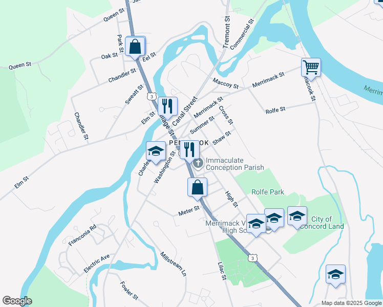 map of restaurants, bars, coffee shops, grocery stores, and more near in Concord