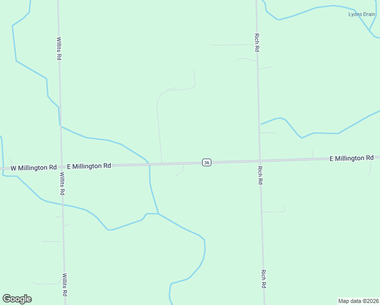 map of restaurants, bars, coffee shops, grocery stores, and more near 283 East Millington Road in Mayville