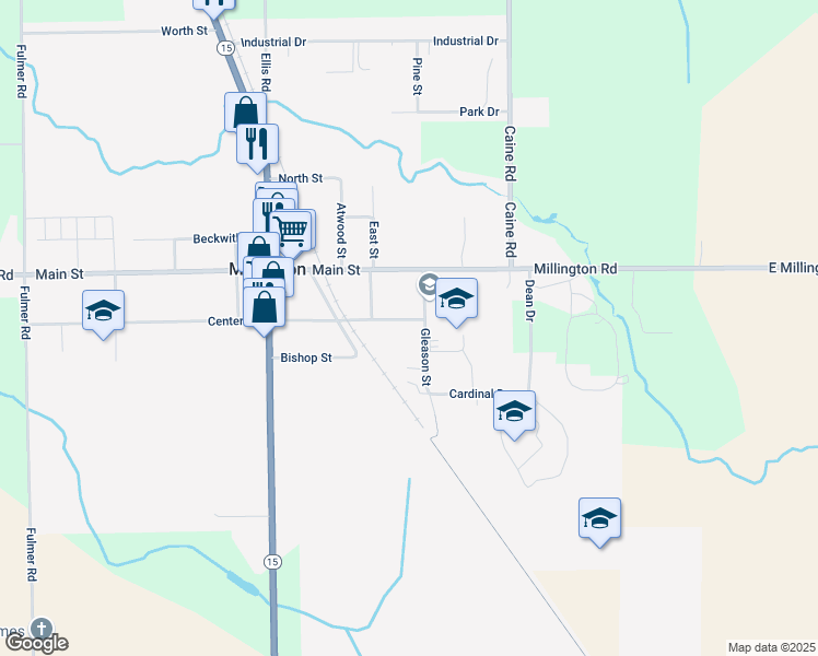 map of restaurants, bars, coffee shops, grocery stores, and more near 4607 Center Street in Millington