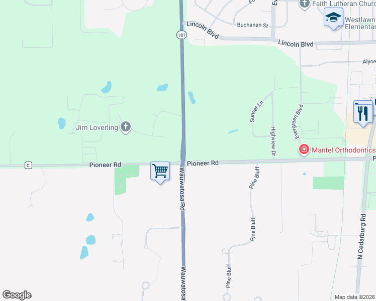 map of restaurants, bars, coffee shops, grocery stores, and more near 120 North Wauwatosa Road in Cedarburg