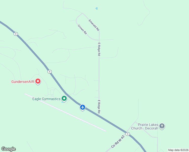 map of restaurants, bars, coffee shops, grocery stores, and more near 2375-2415 East Ridge Road in Decorah