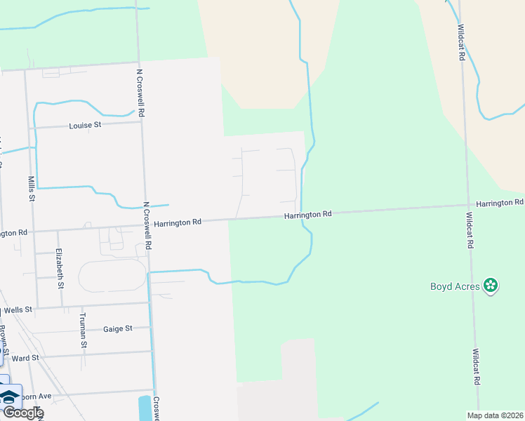 map of restaurants, bars, coffee shops, grocery stores, and more near 5461 Harrington Road in Croswell
