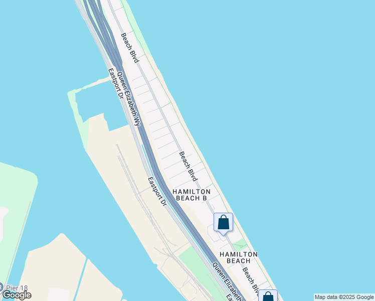 map of restaurants, bars, coffee shops, grocery stores, and more near 609 Beach Boulevard in Hamilton