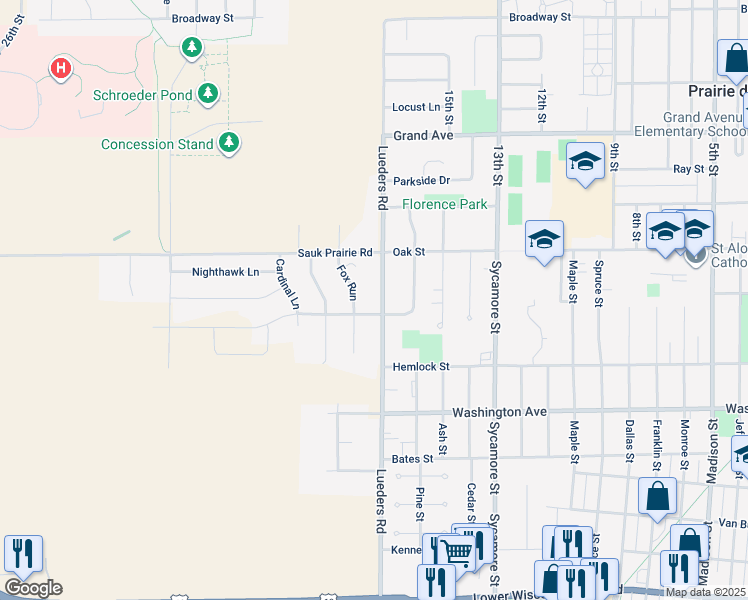 map of restaurants, bars, coffee shops, grocery stores, and more near 149 Lueders Road in Sauk City