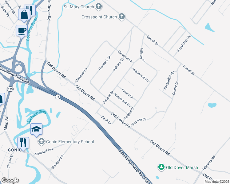 map of restaurants, bars, coffee shops, grocery stores, and more near 12 Juniper Street in Rochester