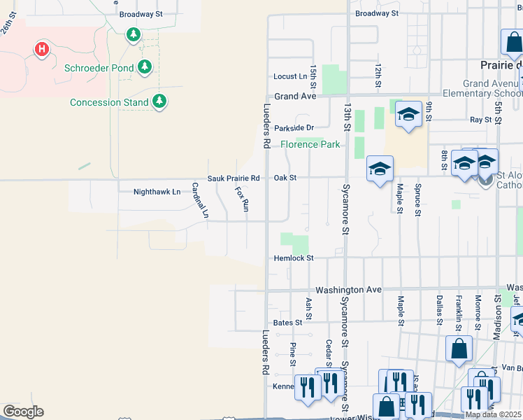 map of restaurants, bars, coffee shops, grocery stores, and more near 149 Lueders Road in Sauk City