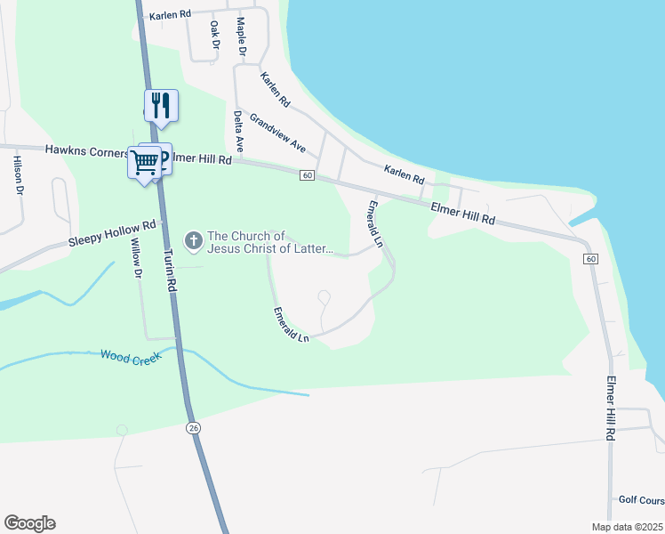 map of restaurants, bars, coffee shops, grocery stores, and more near 6440 Emerald Lane in Rome