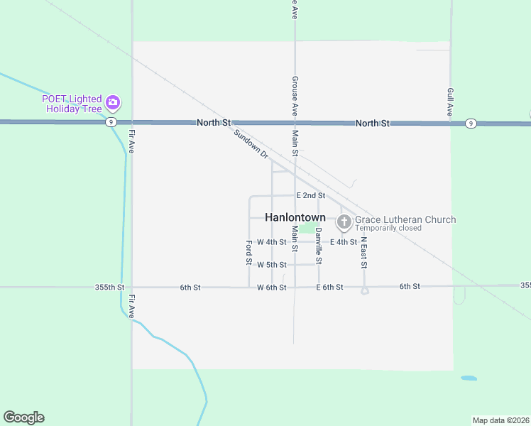 map of restaurants, bars, coffee shops, grocery stores, and more near 201-299 West 2nd Street in Hanlontown